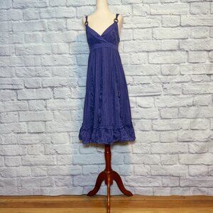 Anthropologie Lithe Savannah Periwinkle Eyelet Ruffle Knee-Length Dress